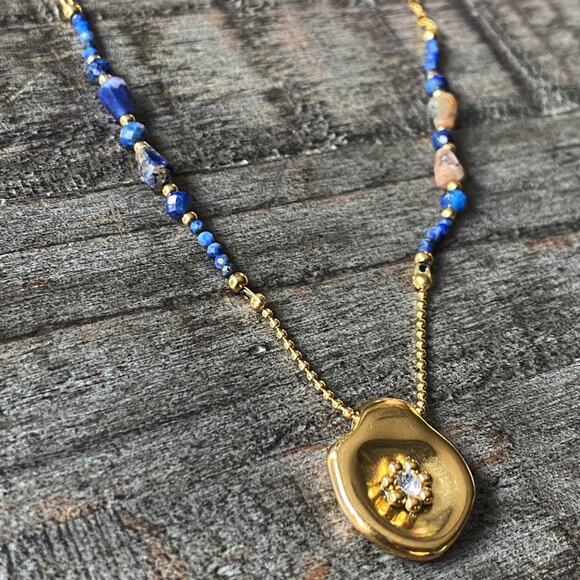 NEW Starburst Pendant Lapis Lazuli Layering Necklace - Picture 15 of 16